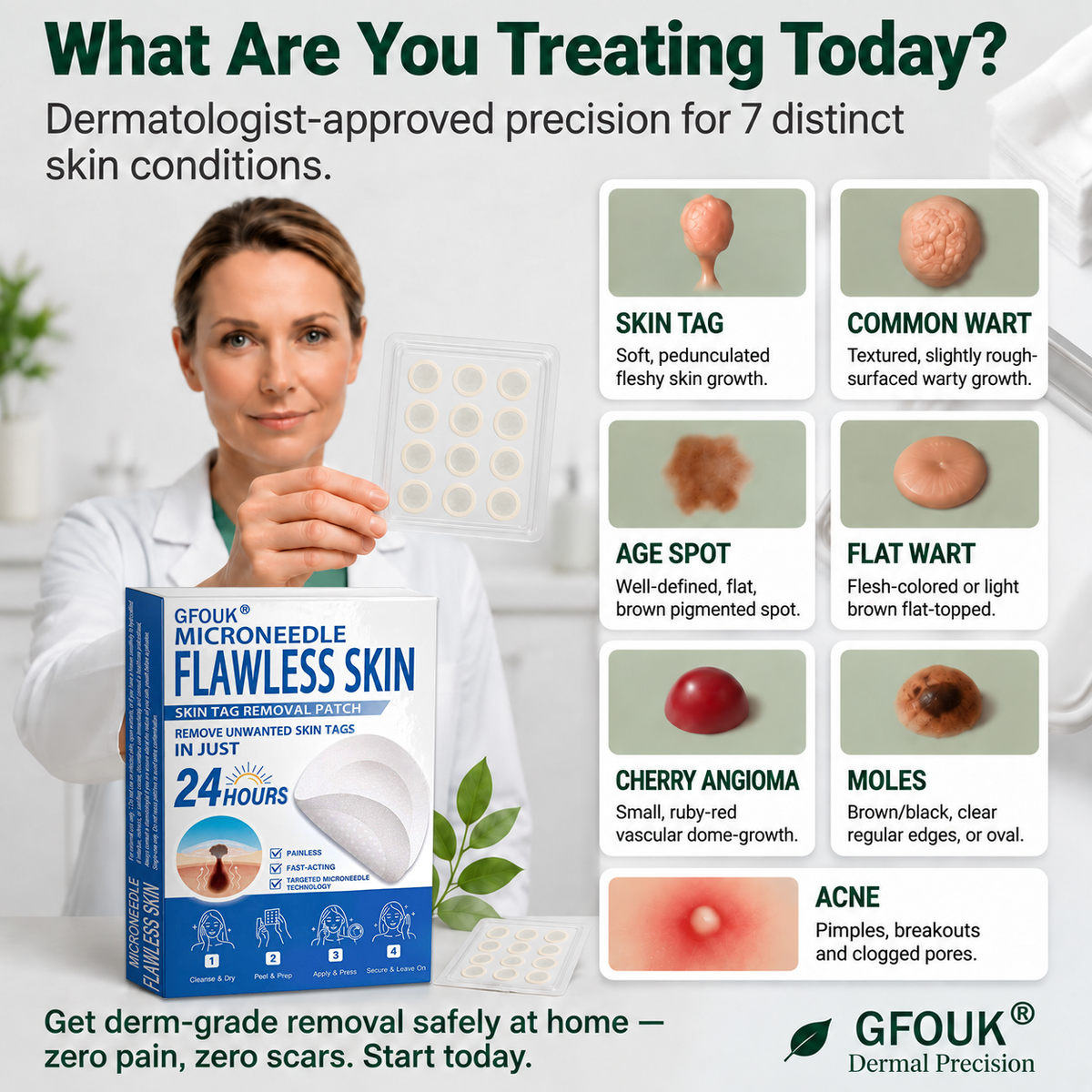 🔥 𝐎𝐟𝐟𝐢𝐜𝐢𝐚𝐥 𝐒𝐭𝐨𝐫𝐞 | GFOUK®👩‍⚕️ Botanical Microneedle Hydrocolloid Patch (For Skin Tags, Small Skin Growths, Warts, Moles, Age Spots & Pigmentation Concerns)