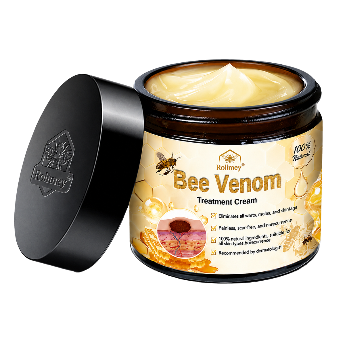 🌿Rolimey® Bee Venom Skin Treatment Cream - (Helping with acne, wart, rosacea, psoriasis, age spots, eczema, and reducing the appearance of stretch marks)