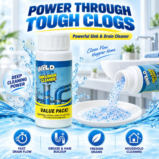 🌀Powerful Drain Cleaner - Household Kitchen & Toilet Anti-Bacterial Pipe Cleaning Agent, 99% Bacteria Kill, Odor-Free, Damage-Free Pipes, Heat Resistant, Dissolves 200+ Blockages Including Hair & Fat, Toilet Clog Fix