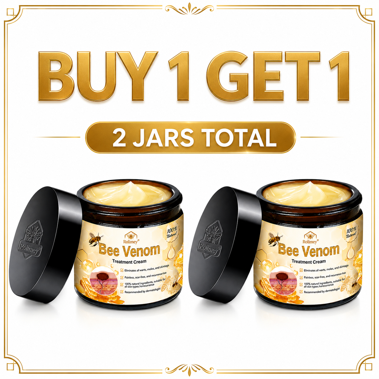 🔥Rolimey® Bee Venom Skin Treatment Cream - (Helping with acne, wart, rosacea, psoriasis, age spots, eczema, and reducing the appearance of stretch marks)