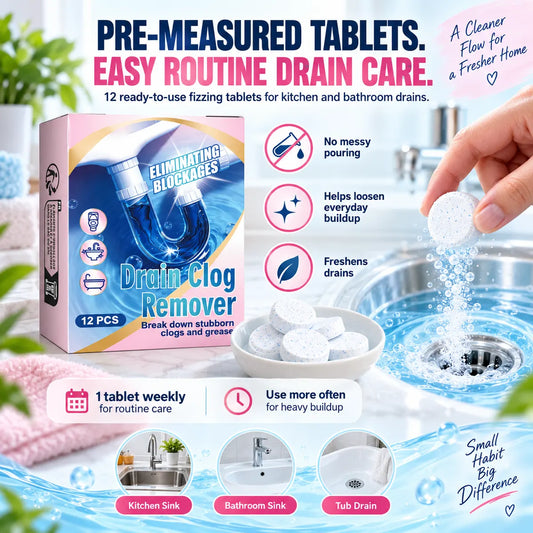☄️OFFICIAL STORE 12 Fizzing Drain- Care Tablets—An Easier Way to Freshen Slow, Smelly Drains