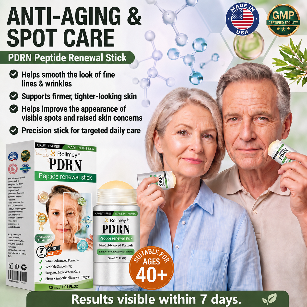 Rolimey® 👨‍⚕️👨‍⚕️𝑷𝑫𝑹𝑵 𝑨𝒏𝒕𝒊-𝑨𝒈𝒊𝒏𝒈 & 𝑻𝒂𝒓𝒈𝒆𝒕𝒆𝒅 𝑺𝒑𝒐𝒕 𝑹𝒆𝒏𝒆𝒘𝒂𝒍 𝑺𝒕𝒊𝒄𝒌（𝑯𝒆𝒍𝒑𝒔 𝑺𝒎𝒐𝒐𝒕𝒉 𝑾𝒓𝒊𝒏𝒌𝒍𝒆𝒔, 𝑺𝒖𝒑𝒑𝒐𝒓𝒕 𝑭𝒊𝒓𝒎𝒆𝒓-𝑳𝒐𝒐𝒌𝒊𝒏𝒈 𝑺𝒌𝒊𝒏, 𝒂𝒏𝒅 𝑰𝒎𝒑𝒓𝒐𝒗𝒆 𝑻𝒉𝒆 𝑨𝒑𝒑𝒆𝒂𝒓𝒂𝒏𝒄𝒆 𝑶𝒇 𝑽𝒊𝒔𝒊𝒃𝒍𝒆 𝑺𝒑𝒐𝒕𝒔）