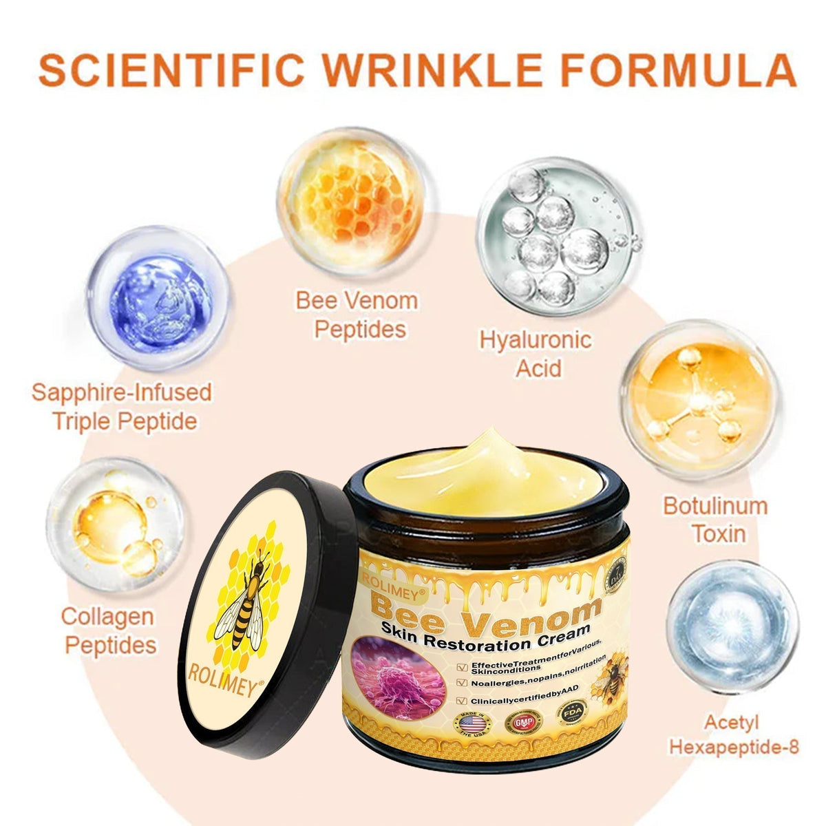 🔥Official Brand Shop丨Rolimey® Bee venom Pro Comprehensive Cream—Tightening for Skin Types