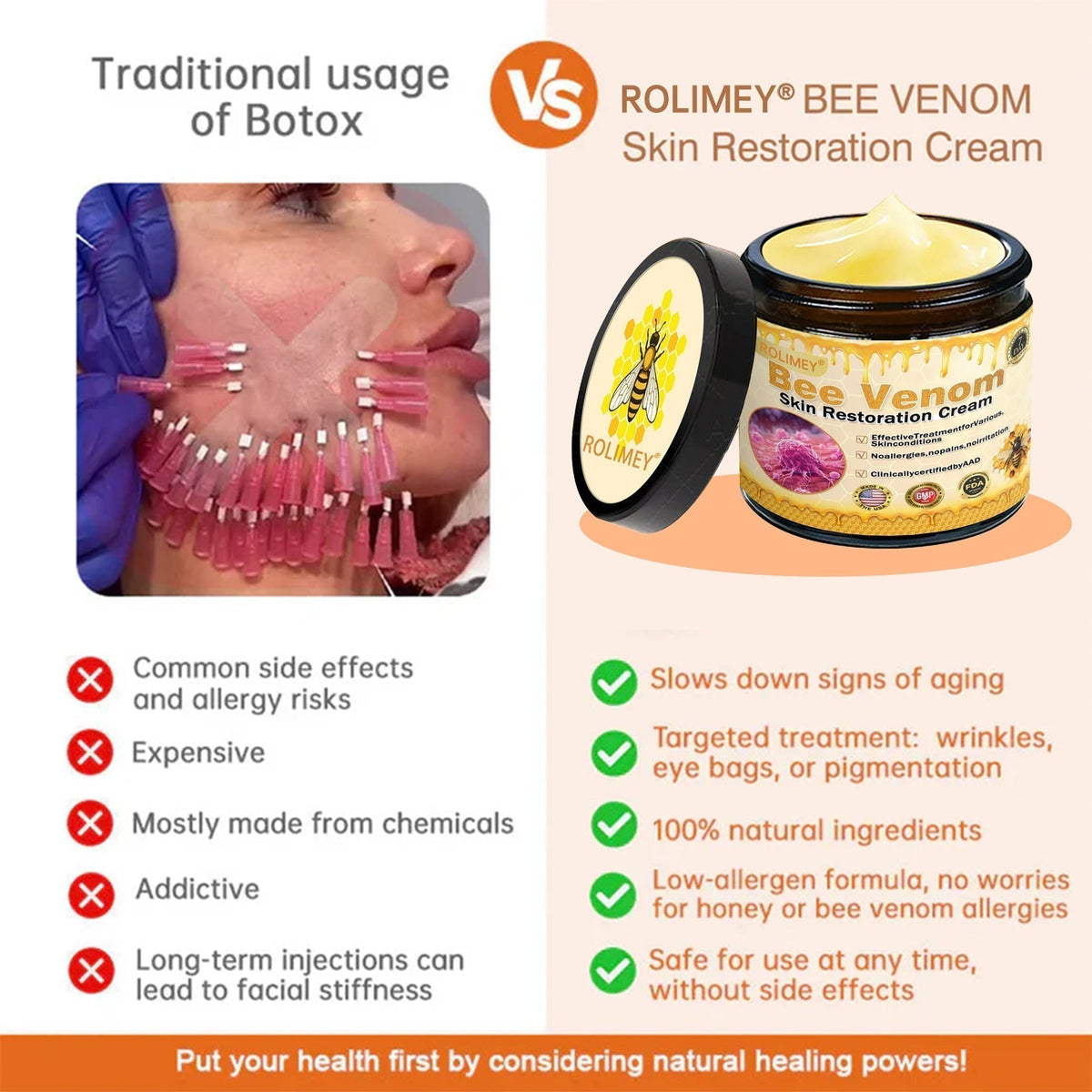 🔥Official Brand Shop丨Rolimey® Bee venom Pro Comprehensive Cream—Tightening for Skin Types
