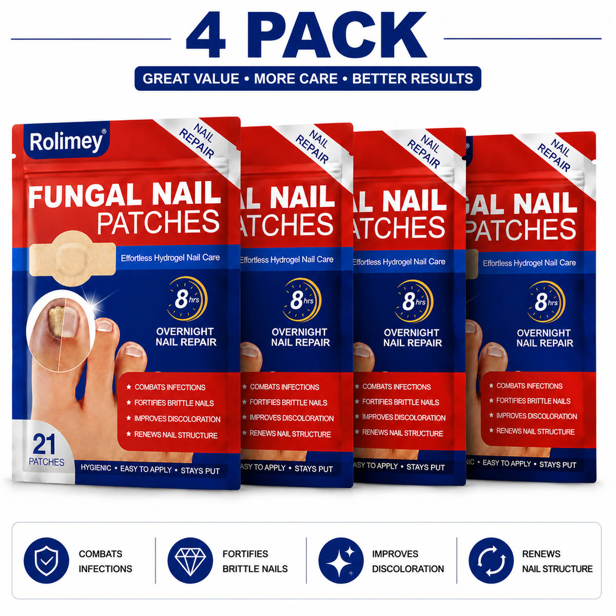 🌙 FUNGEX Overnight Nail Repair Patches - Thick & Yellow Nail Care