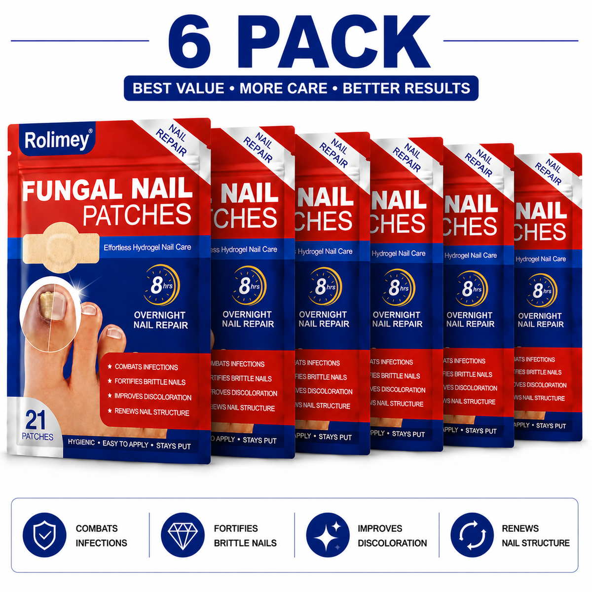 🌙 FUNGEX Overnight Nail Repair Patches - Thick & Yellow Nail Care