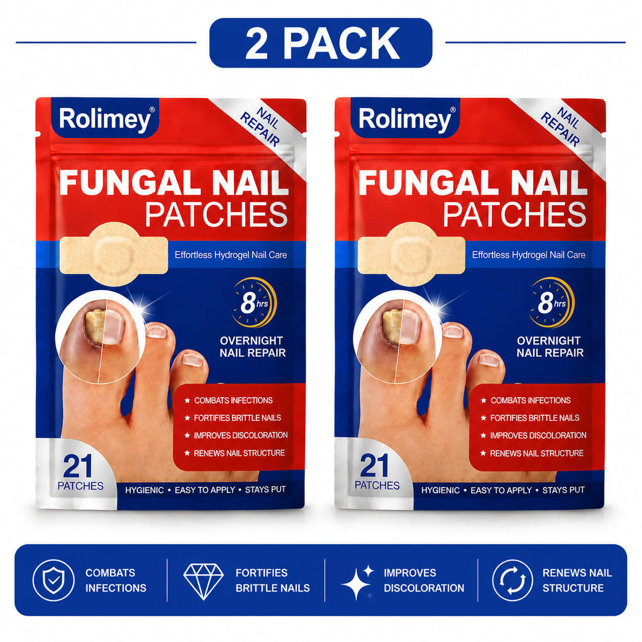 🌙 FUNGEX Overnight Nail Repair Patches - Thick & Yellow Nail Care