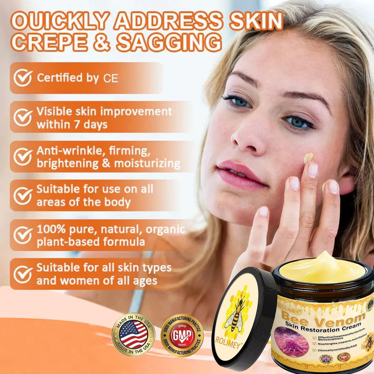 🔥Official Brand Shop丨Rolimey® Bee venom Pro Comprehensive Cream—Tightening for Skin Types